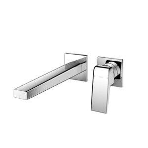 Wall Mounted Washbasin Faucet Long Spout w/o Pop-up Waste